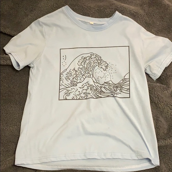 Blue tsunami wave ROMWE top - Picture 1 of 6